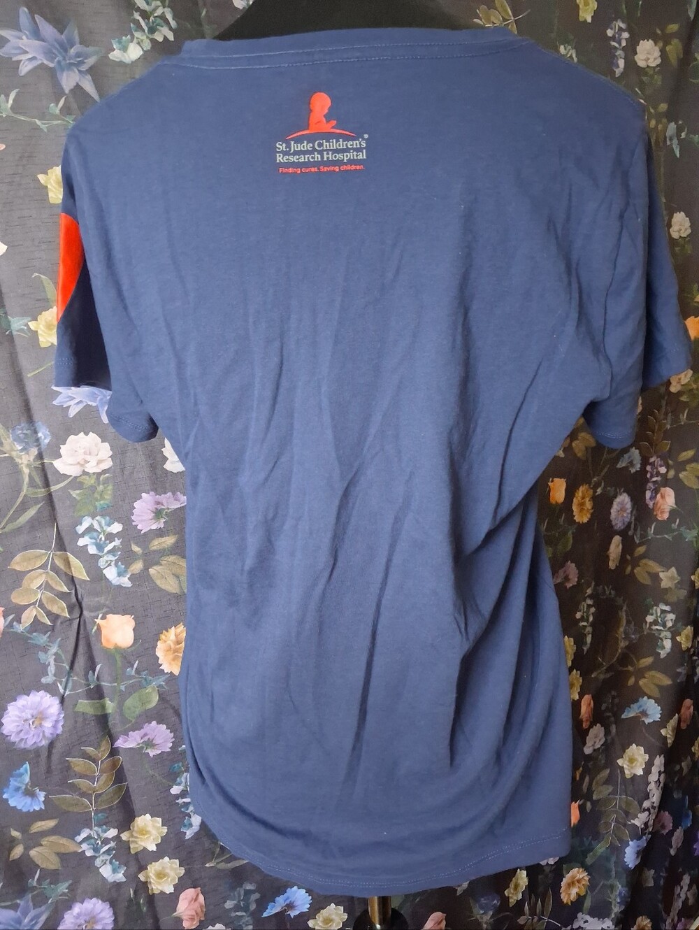 J. Crew Collector Tee St. Jude Navy Short-Sleeve Crewneck with Red Logo Accent